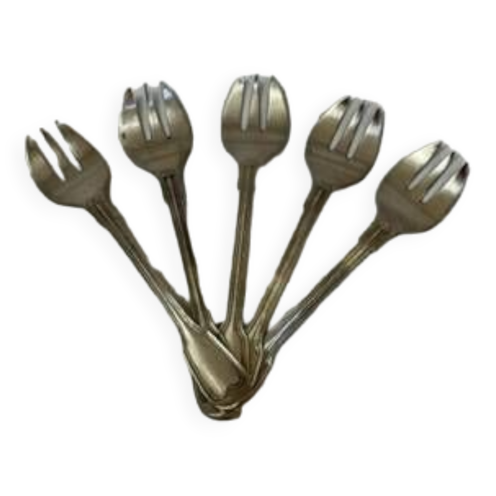 5 silver-plated oyster forks 1879