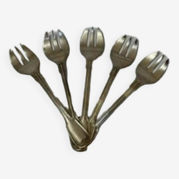 5 fourchettes à huitres metal argenté 1879
