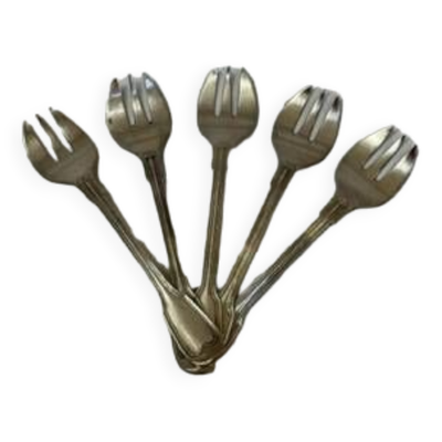 5 fourchettes à huitres metal argenté 1879