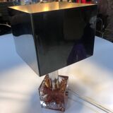 Table Lamp • Cube • Fractal Resin • Polished Steel • Chrome • 1970