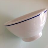 White bowl with blue border of the faienceries of Sarreguemines
