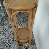 Sellette porte plante rotin vintage