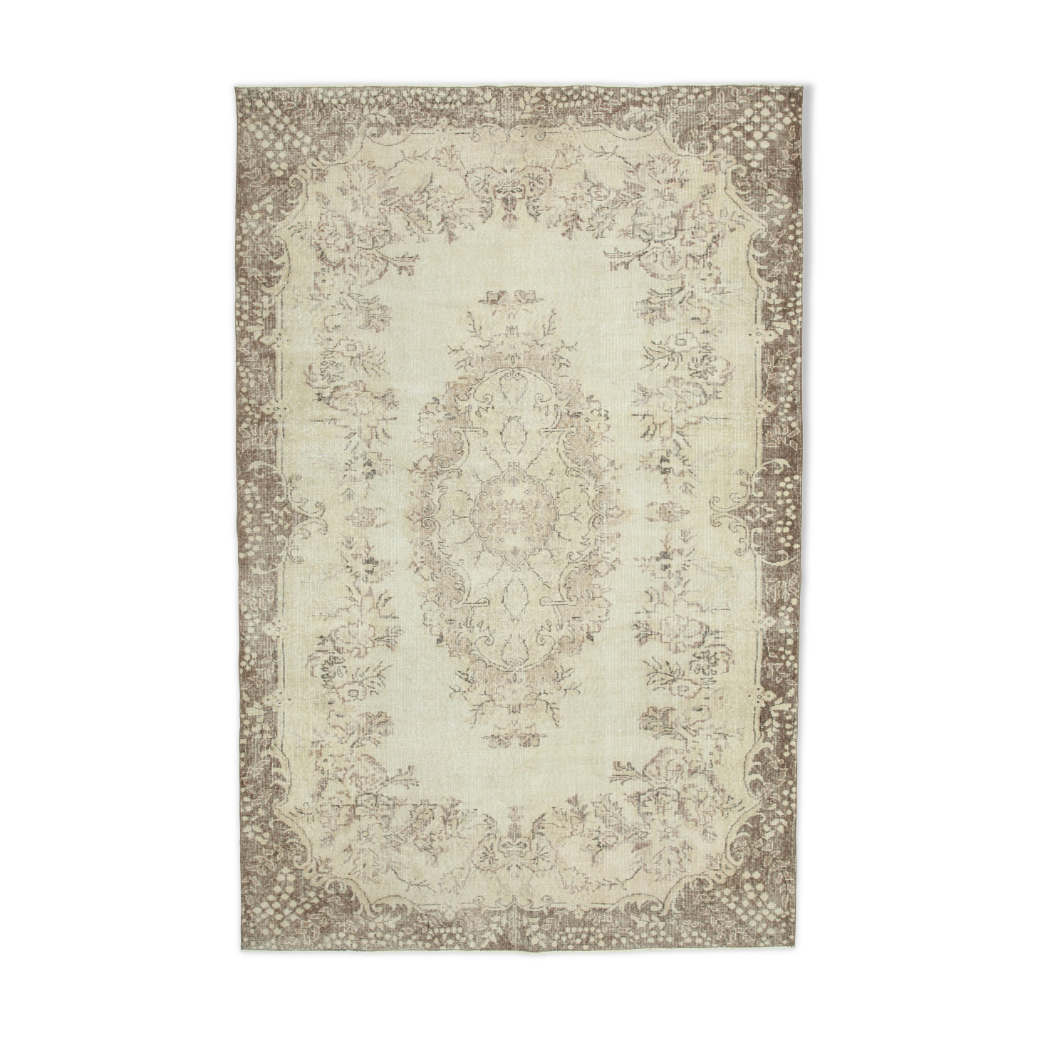 Handmade antique oriental beige carpet 206 cm x 310 cm - 34128