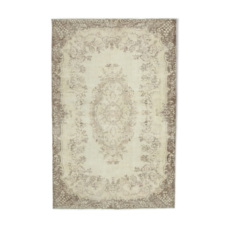 Tapis beige oriental ancien fait à la main 206 cm x 310 cm - 34128