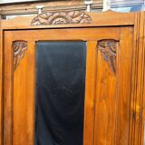 /Art Deco wardrobe with mirror in carved solid oak from the 20s/30s