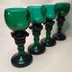 Antique Green Glass Tall Roemer Set of 4