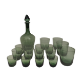 Bouteille et 16 verres de  Murano