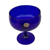 Cobalt blue goblet of a sheepdog, Bohemia, Czechoslovakia, 1980s.