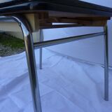 Table in blue formica with extensions