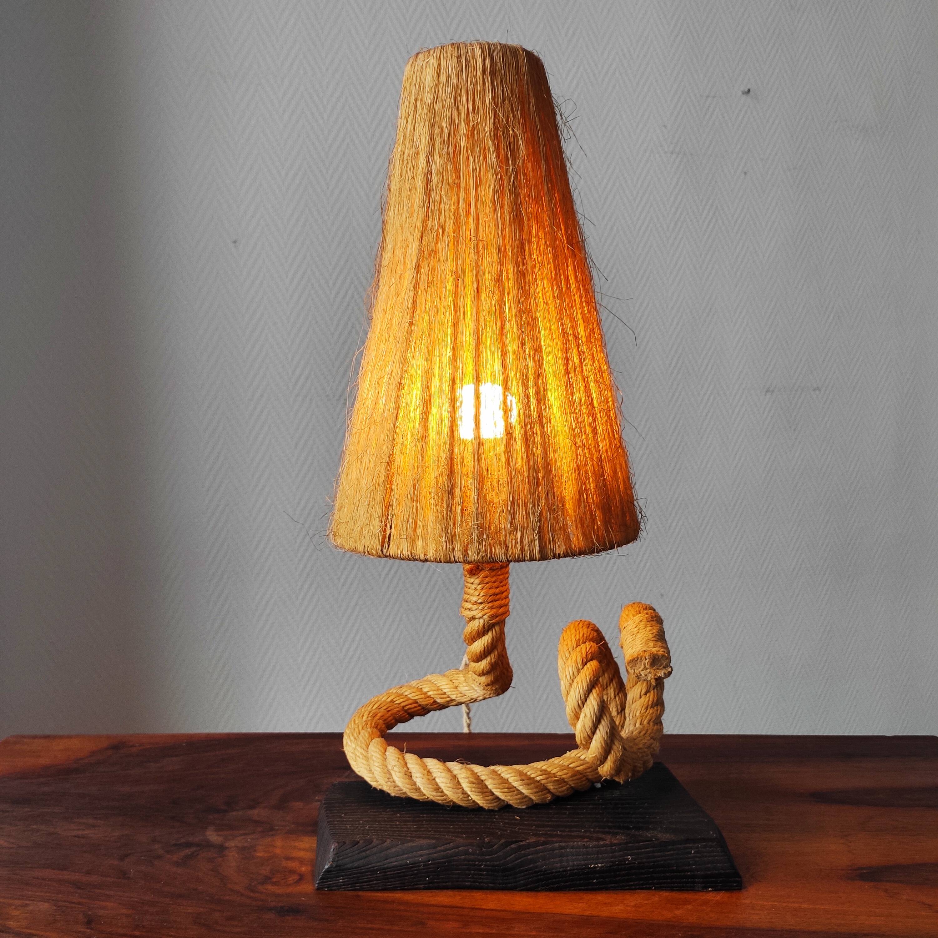 Vintage 1950s table lamp in rope – in the style of Audoux & Minet