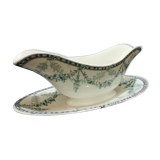 Creil and montereau sauce dish on porcelain sleeper signed, 19th century
