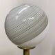 Large 1970s Italian brass floor lamp with swirled Murano glass globe — Sculptura