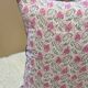 Coussin indien block print fleurs "fleur" - rose/blanc