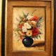 Paire d'huiles sur panneau Bouquets de fleurs P. Lamy