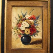 Paire d'huiles sur panneau Bouquets de fleurs P. Lamy