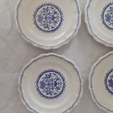 4 Plates made of GIEN camaieu blue central pattern and rinses model ROUEN