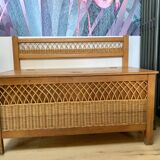 Vintage Trunk Bench with Backrest