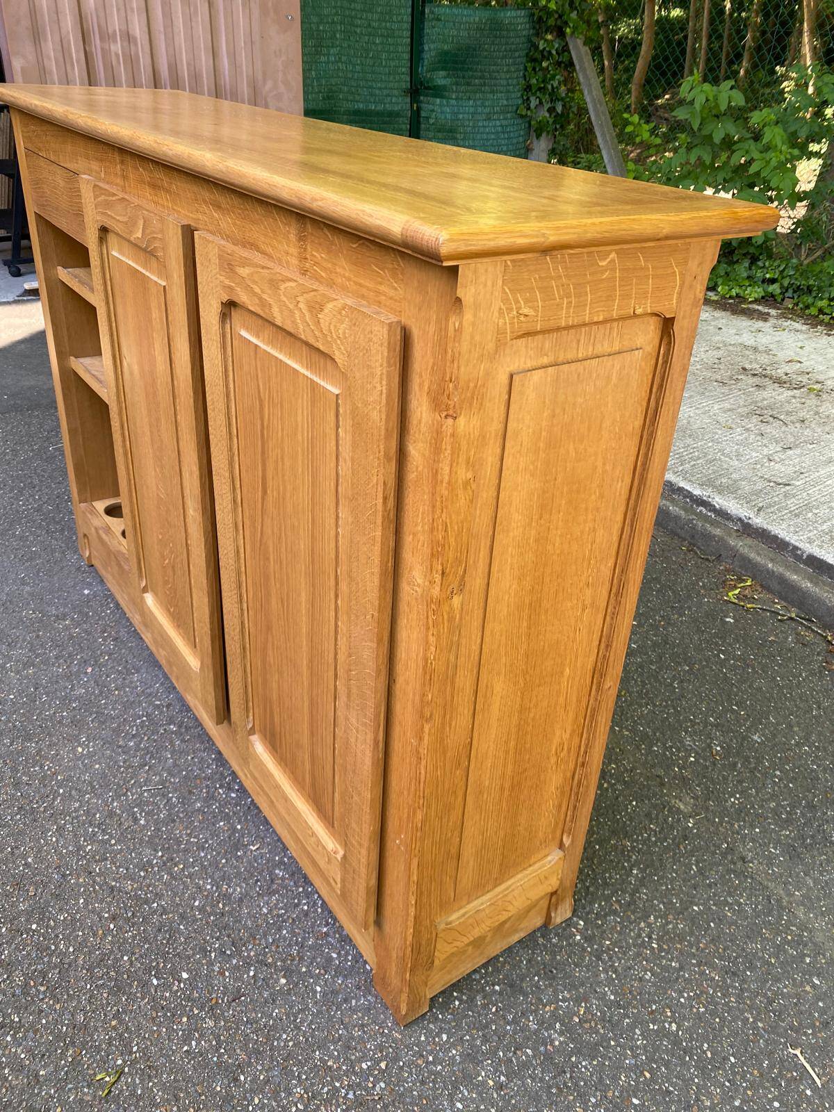 1970s solid oak bar sideboard