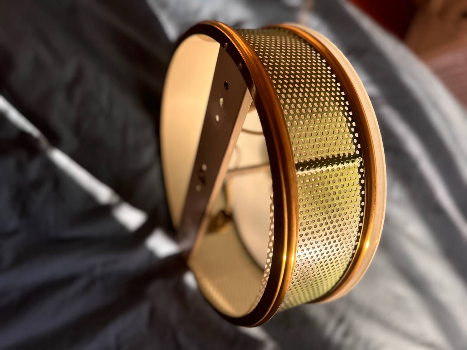 Lunel ceiling light / Porthole / Brass, perforated metal and glass