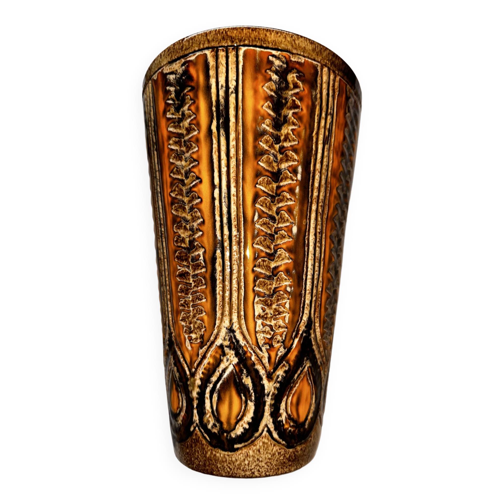 Ceramic frustoconical vase by Jean Varoqueaux for Périgord pottery