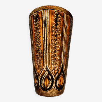 Vase tronconique en céramique par Jean Varoqueaux pour la poterie périgordine