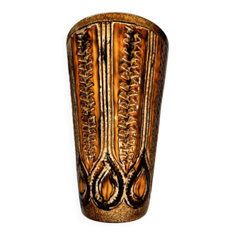 Ceramic frustoconical vase by Jean Varoqueaux for Périgord pottery