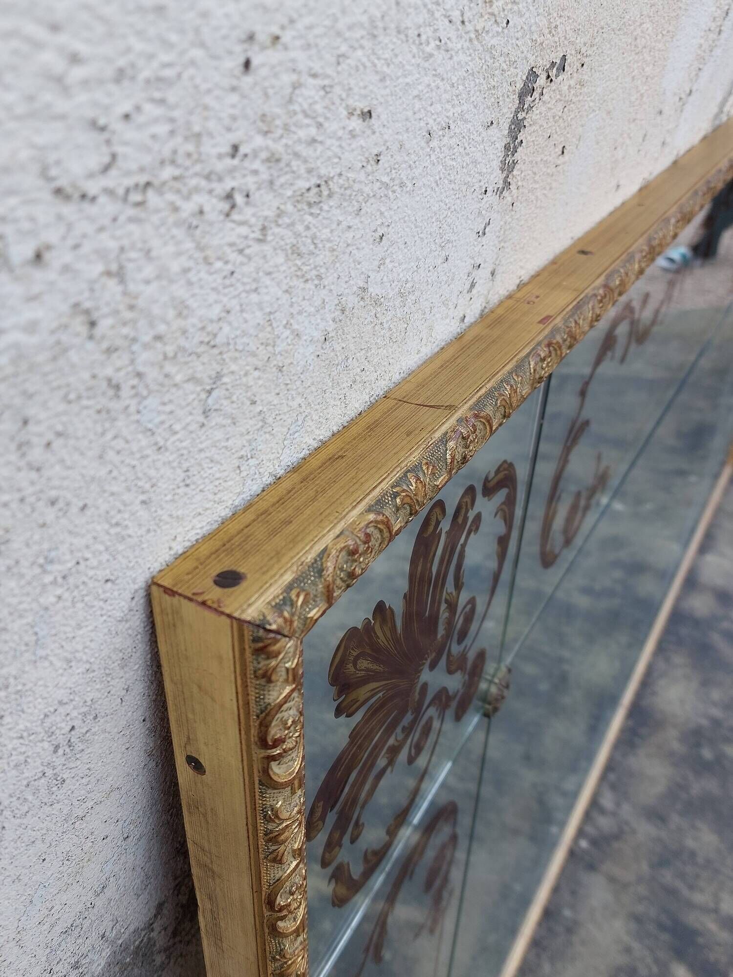 Venetian mirror Art Deco brasserie bistro in eglomerized glass 204x105cm
