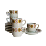 Five vintage Chauvigny porcelain espresso cups