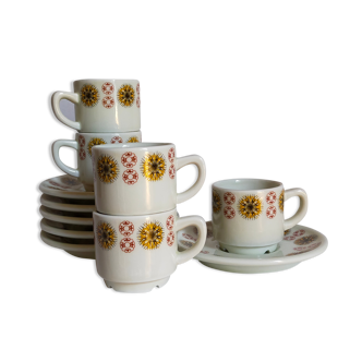 Five vintage Chauvigny porcelain espresso cups
