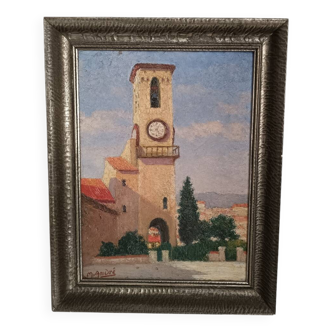Tableau de paysage représentant le sud de la France signé M. André