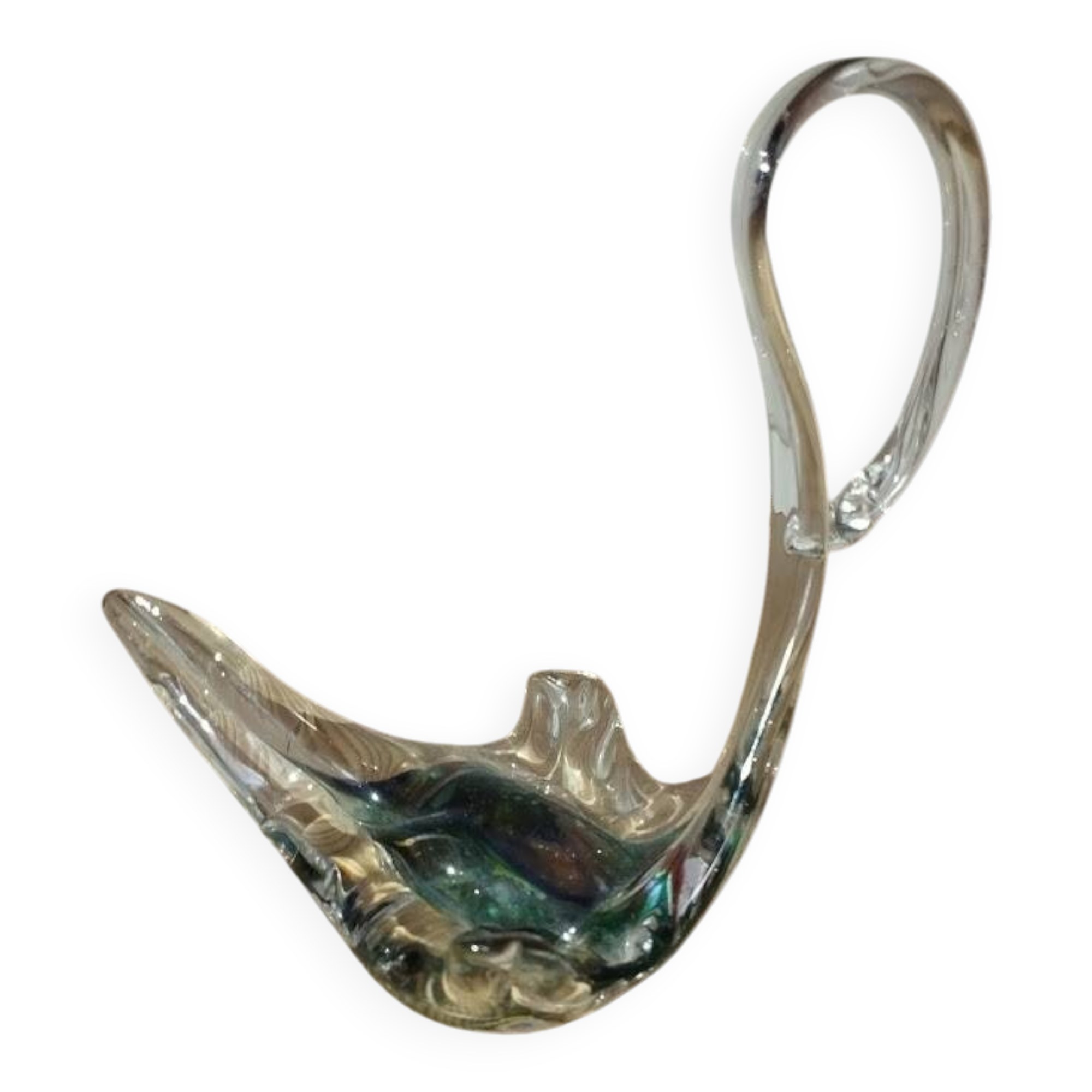 Vintage hand-blown glass swan sculpture – 1960s/70s