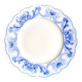 Sarreguemines round dish in blue earthenware, "Basket" service