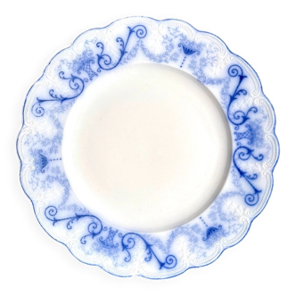 Sarreguemines round dish in blue earthenware, "Basket" service