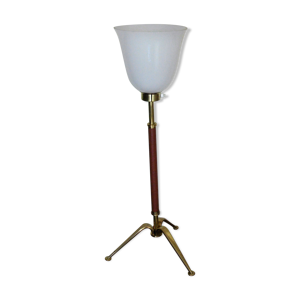 Lampe  1950 Lunel bronze - opaline