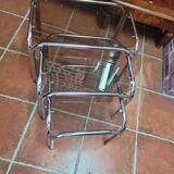 Chrome and smoked glass nesting table from the 70s