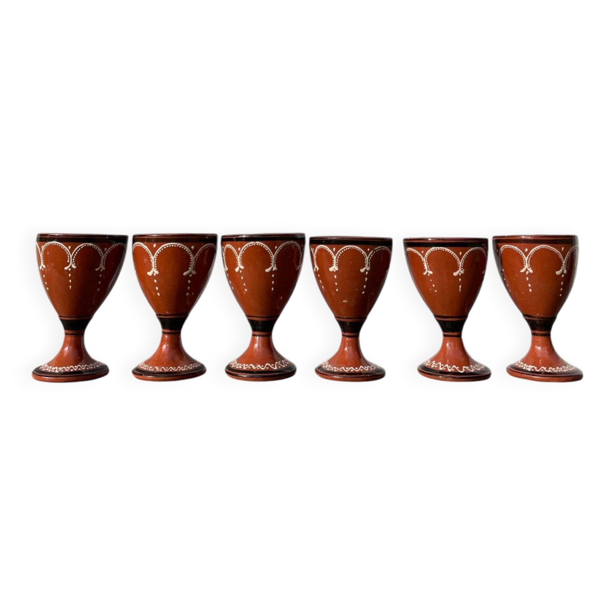 6 earthenware stemmed glasses / handcrafted ceramic work