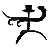 Zoomorphic dragon candle holder in wrought iron
