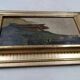 Old oil painting on cardboard mountain landscape late 19th century