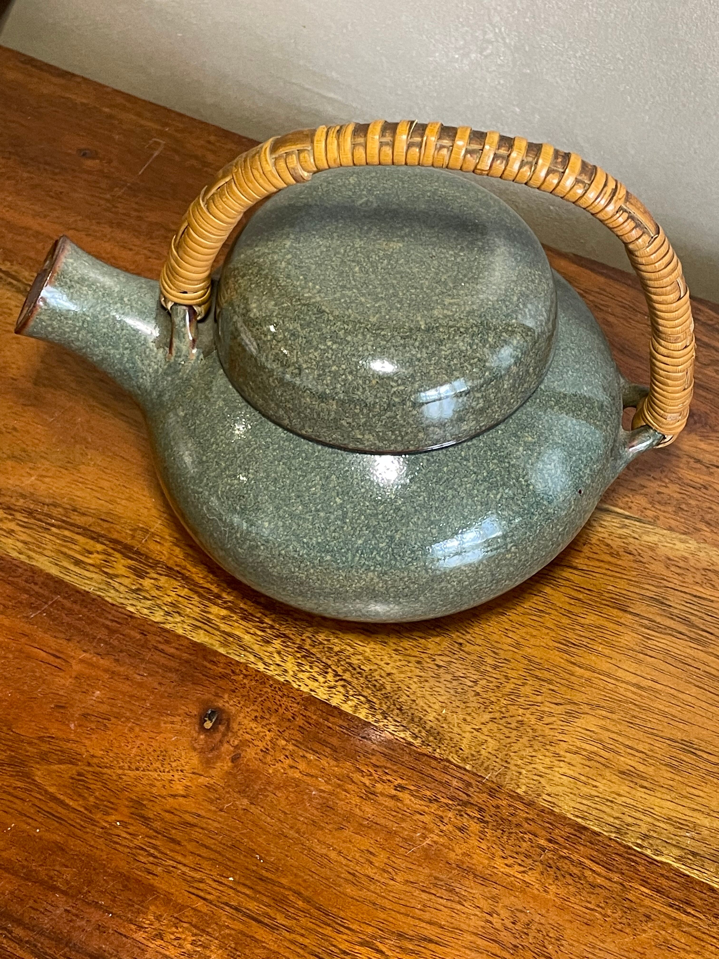 Glazed stoneware teapot