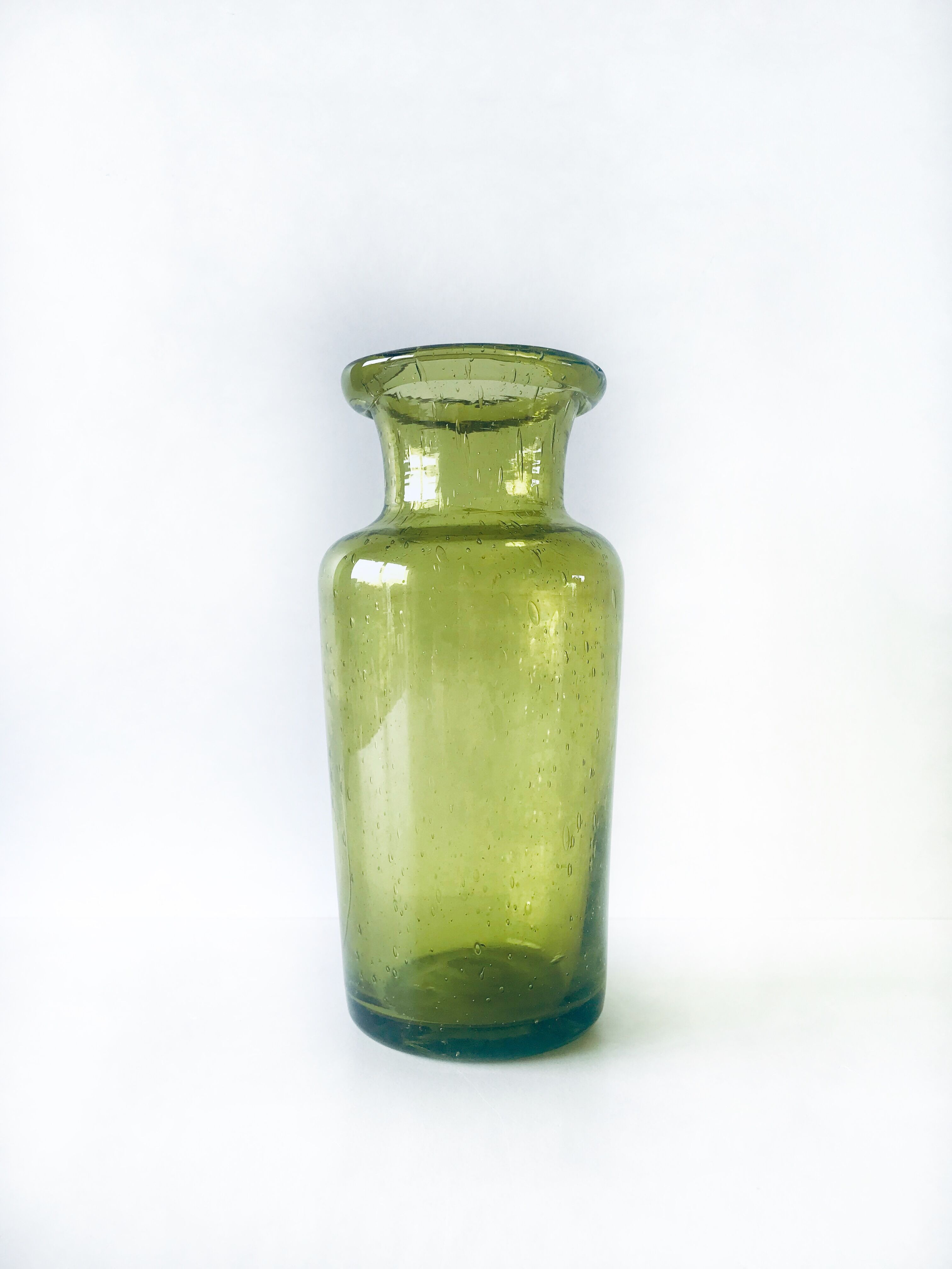 Blown and bubbled glass vase