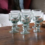 7 large water green blown wine glasses