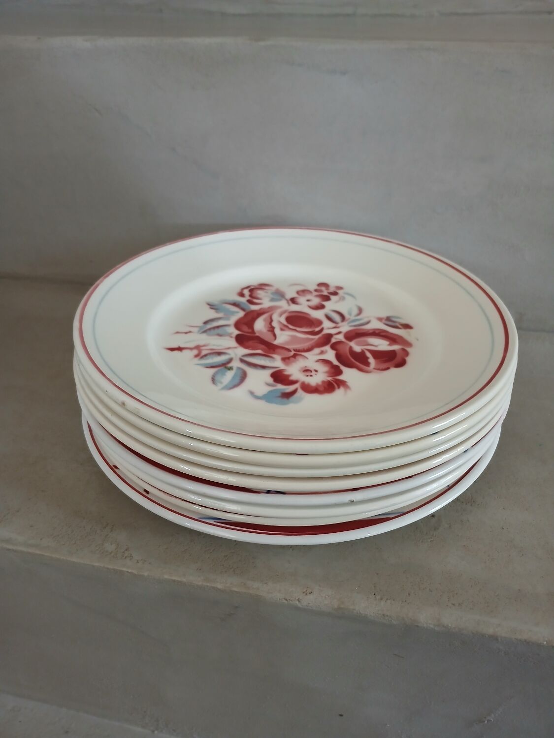 8 mismatched antique dinner plates