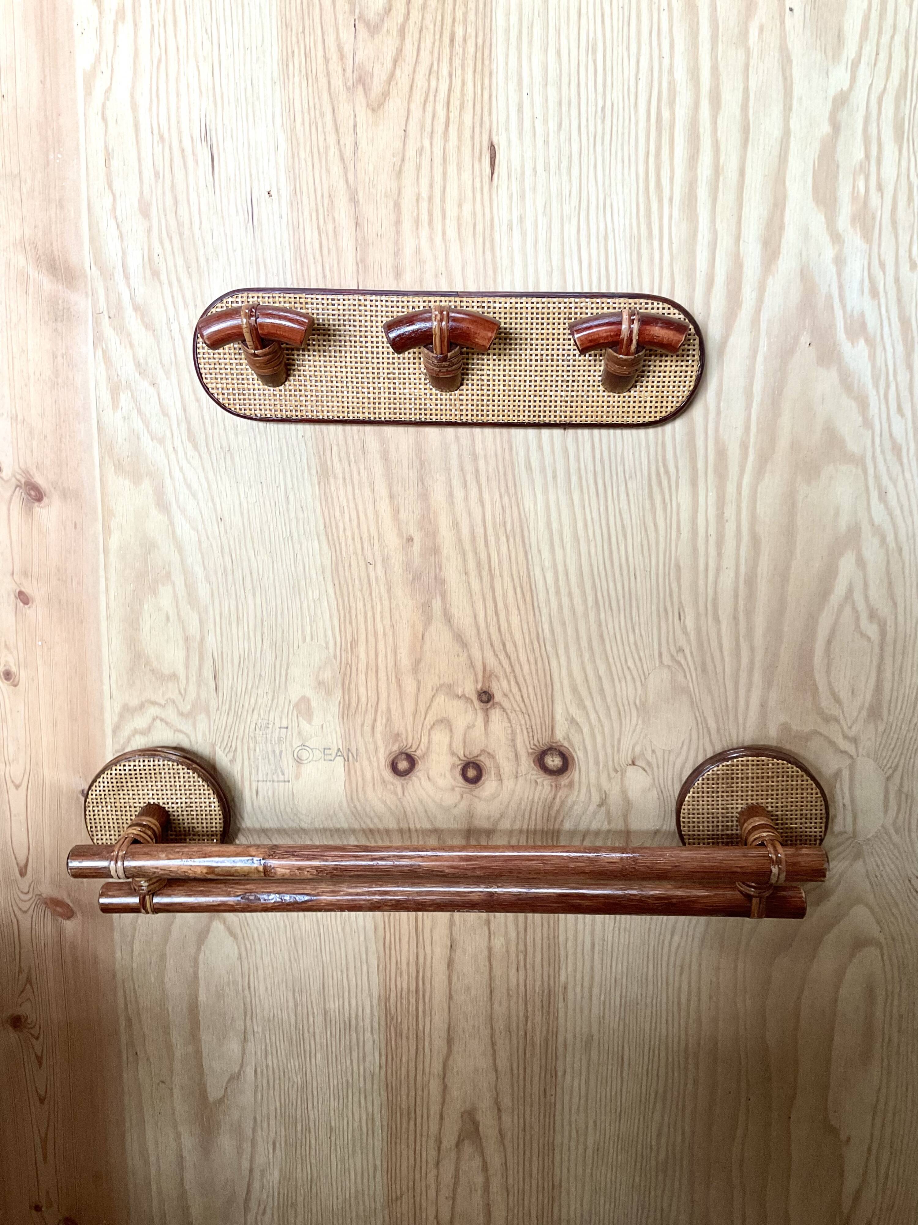 Coat rack and vintage towel rack set