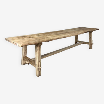 Large country table in bleached oak 20th century