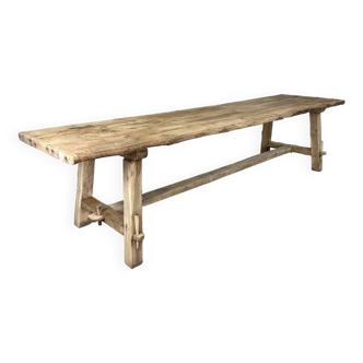 Large country table in bleached oak 20th century