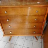 Chest of drawers light wood compass feet