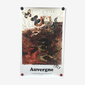 Affiche originale Auvergne pour la sncf, Dali Salvador 1970 - 99x62cm