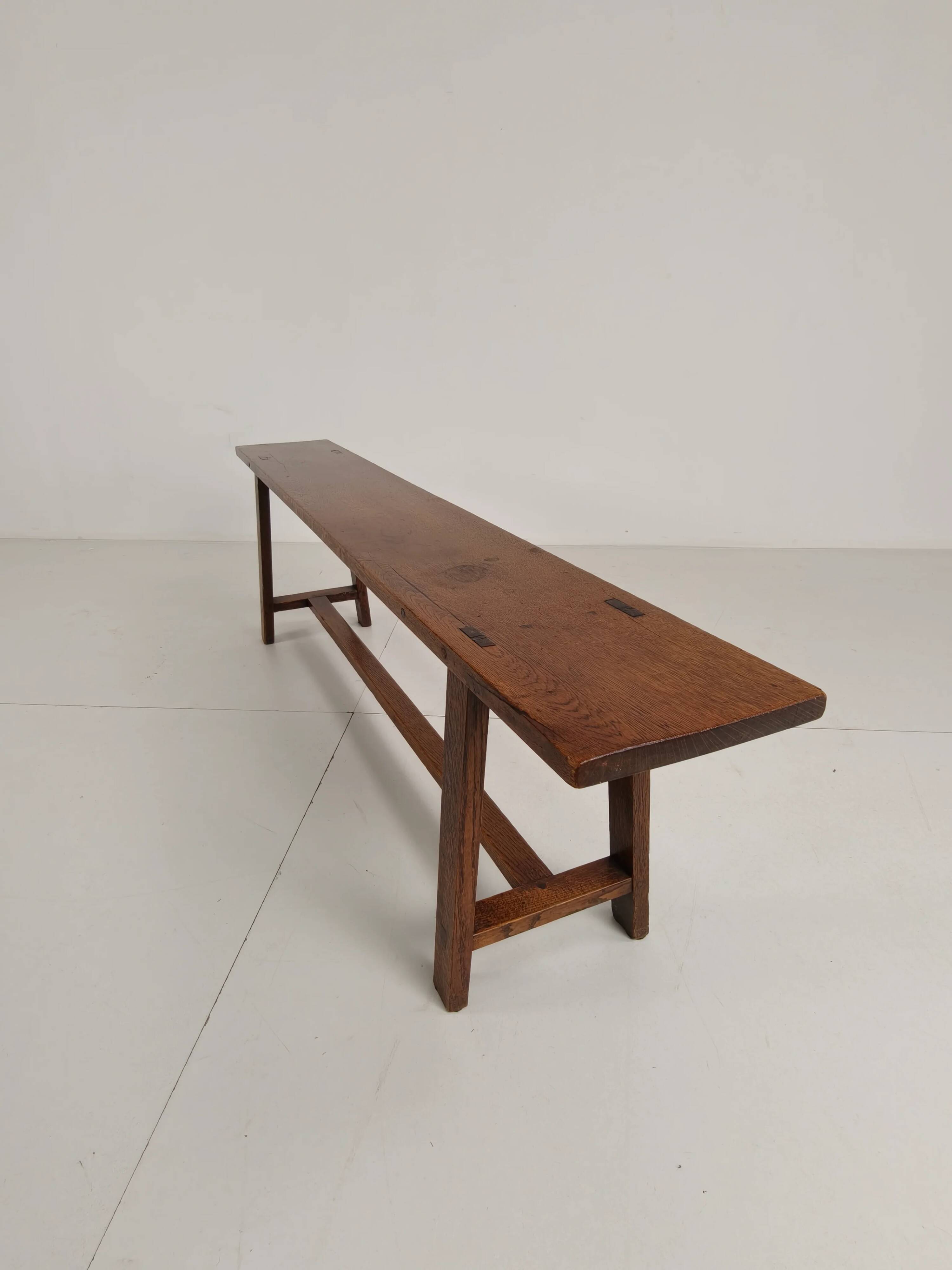 Pair of 19th century French rustic benches – solid oak