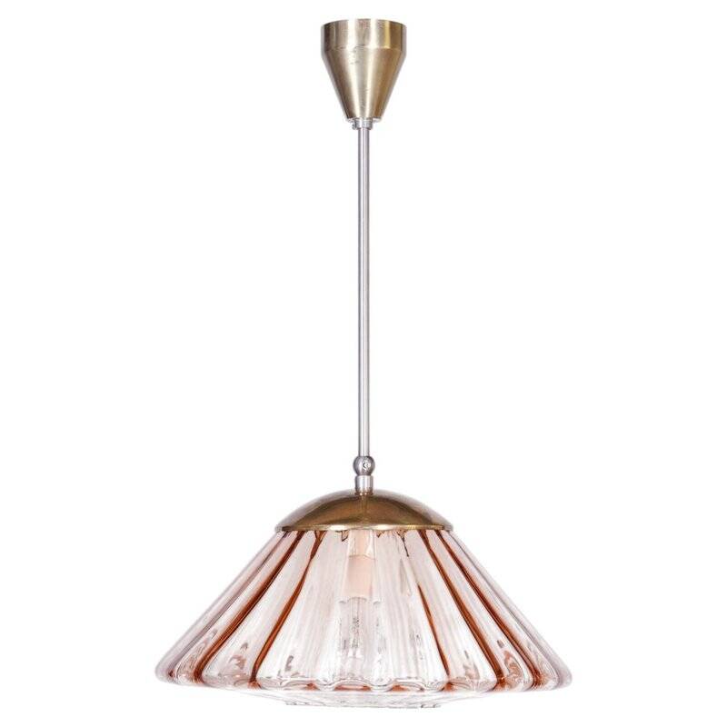 Mid-Century Modern Pendant Light in Chrome and Brass by Kamenický Šenov, Czech, 1960s