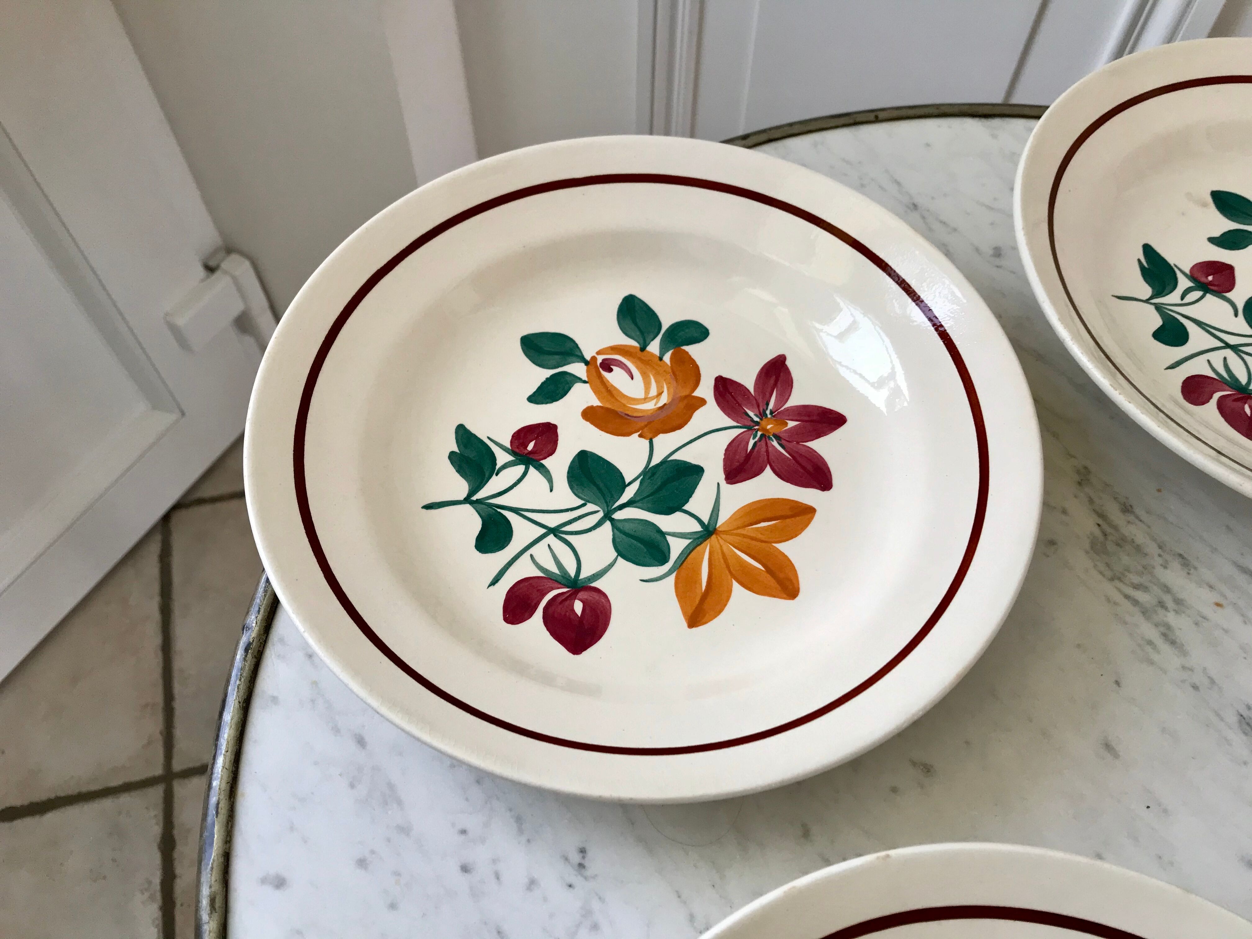 Set of 5 hollow plates Terre de Fer Longchamp early twentieth century
